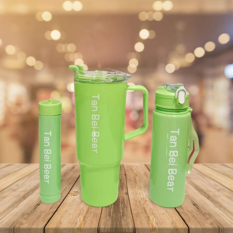 Set of 3 gradient water bottles, ideal for sports and fitness on the go. Leakproof and portable, made from BPA-free PC material. Perfect for camping and school gifts.