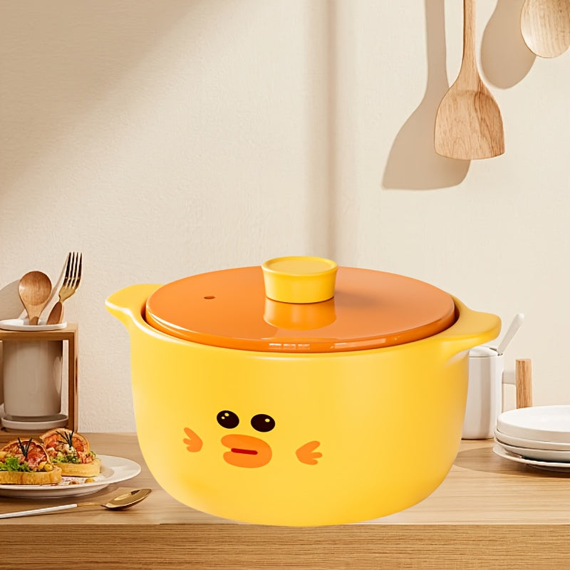 Yellow Duck Stockpot - 6 Litre Capacity, High Temperature Ceramic Pot perfect for Soups, Rice, and Slow Cooking. Versatile Non-Stick Clay Pot for Home Use, suitable for Cooker Tops, Gas Hobs, and Induction Cookware. Ideal for all your kitchen needs.