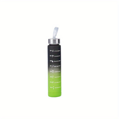 Set of three gradient sports water bottles with time markers, straws, and leak-proof design made of BPA-free PC material. Perfect for various activities and gifting occasions.