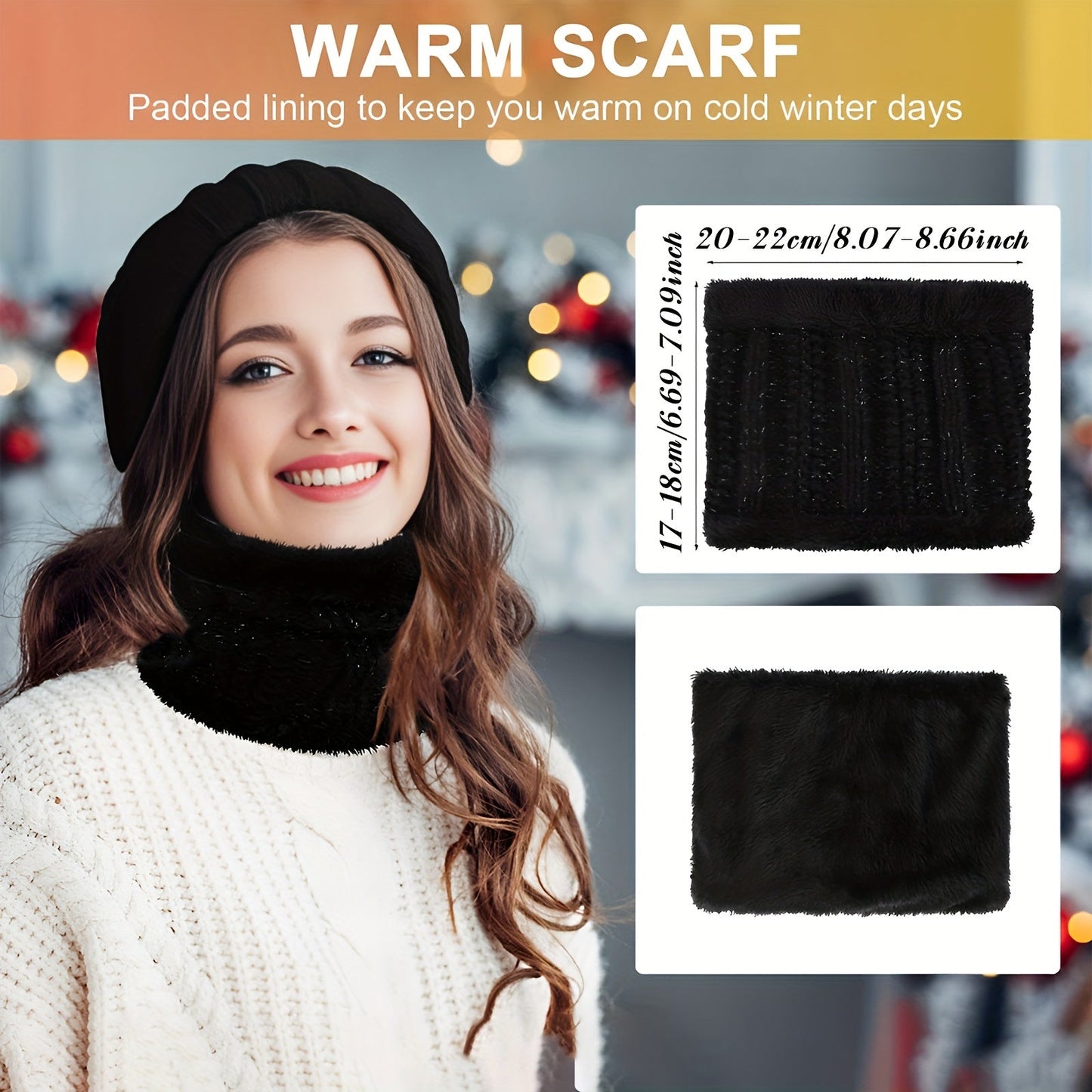 Winter Accessories Set for Women - Includes Polyester Knitted Beanie Hat with Pompom, Ear Warmers, Touch Screen Gloves, and Scarf - Perfect for Skiing and Outdoor Sports