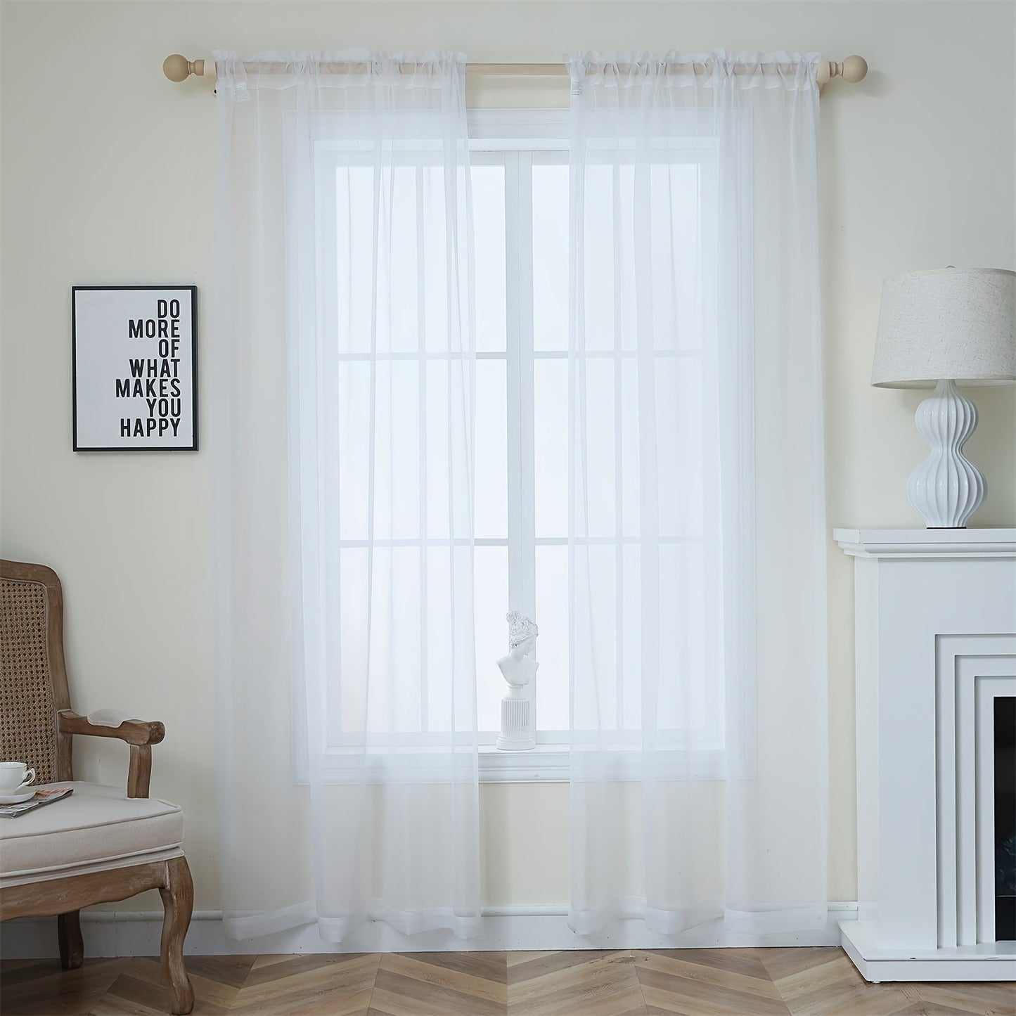 [Top Pick] Add a touch of elegance to your home with these stylish terylene gauze curtains. The two-piece set features a semi-transparent design in a plain color, perfect for creating a breathable and lightweight atmosphere in any room. Hang them with