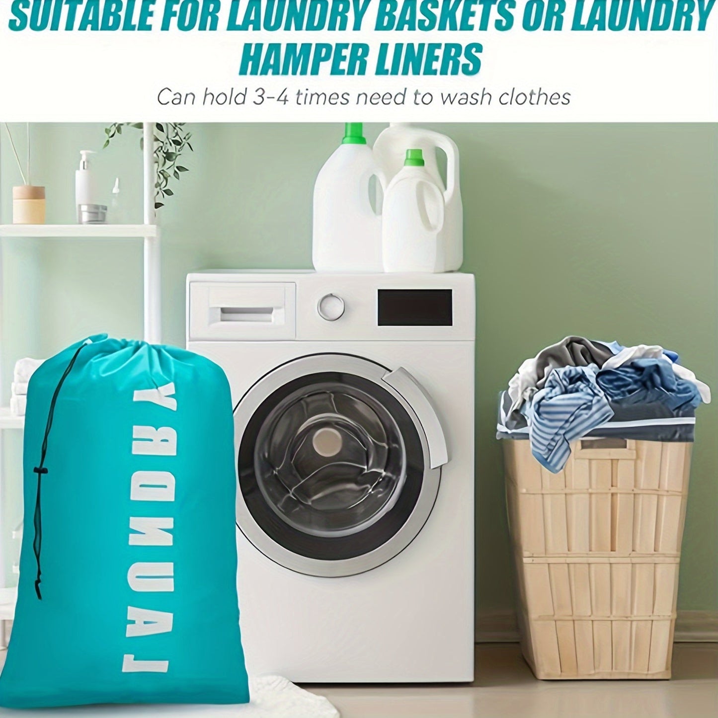 Large Waterproof Drawstring Laundry Bag that can hold 1 piece of clothing, Foldable Design for easy storage, Durable and Tear-resistant material, Dustproof Clothes Storage Bag, Washing machine-safe, Ideal for Dormitories and Home Storage Needs.