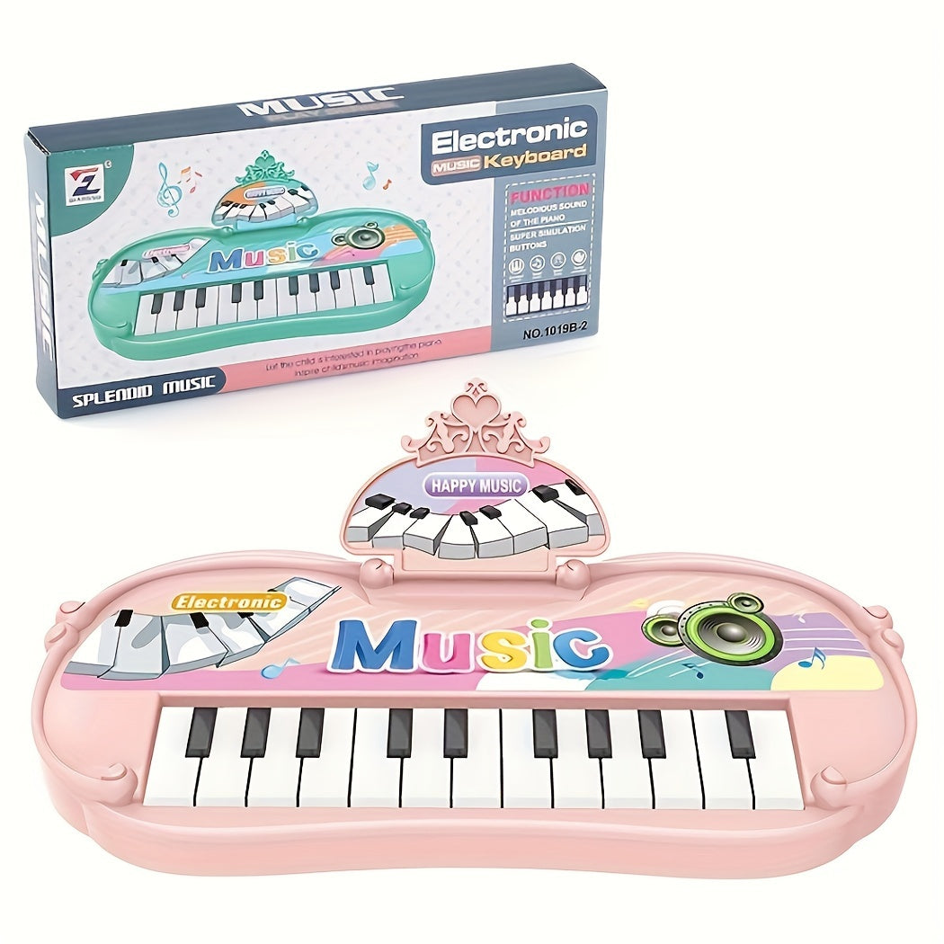 Battery powered electronic keyboard toy with 13 keys. Features smooth design, musical and educational functions, and is available in multiple colors. Made of ABS material. Great festive