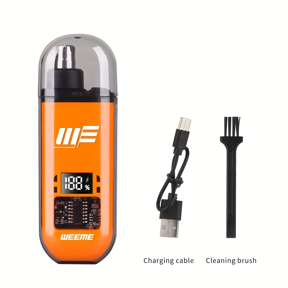 Weeme offers an exquisite USB rechargeable men's ear and nose trimmer in orange, green, or black with an LCD display for precise trimming. Perfect for Valentine's Day, Spring Festival, and