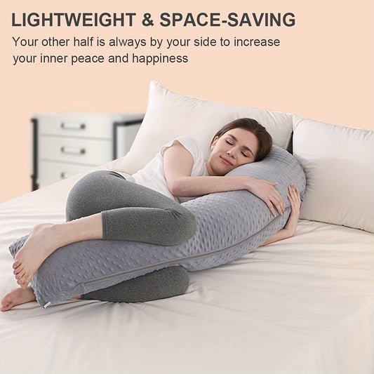 Comfortable Waist Support, Soothing Cuddle Design - Ultra-Soft Maternity Pillow for Side Sleeping made of Polyester