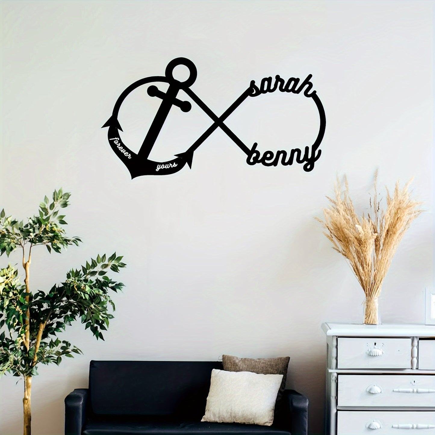 Customized Infinity Anchor Metal Sign - Personalized with Name, Durable for Outdoor Use - Great for Valentine's Day and Wedding presents