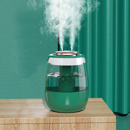 Silent, spacious mist humidifier ideal for bedroom and office desk, with USB connectivity.