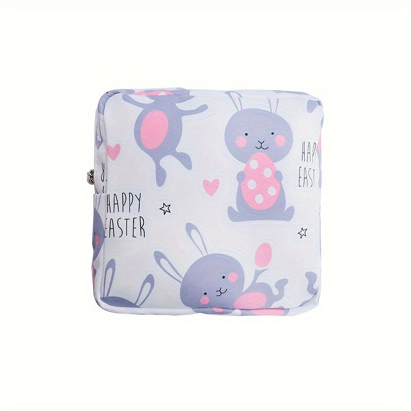 Cartoon printed portable storage bag for menstrual products. Large capacity, waterproof, suitable for organizing girl's belongings. Can also be used for storing headsets, coins, art