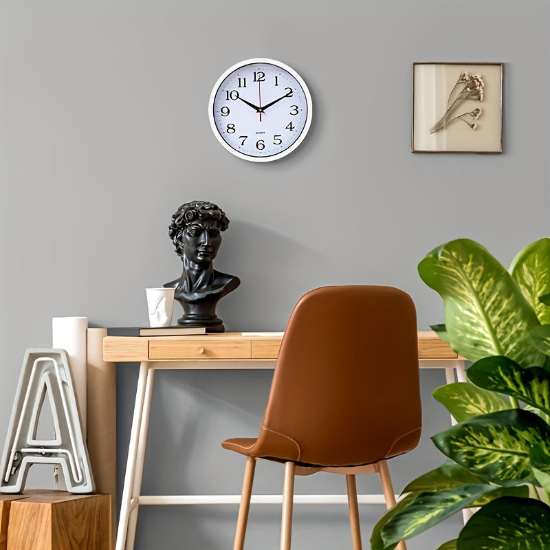 1 White Wall Clock with Quality Quartz Movement, Battery Operated, Easy-to-Read, Ideal for Home, Kitchen, Office, Classroom, and School Decor, Perfect for Halloween and Christmas.