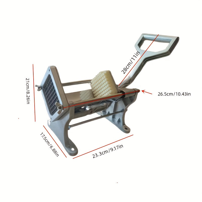 1 piece Metal Fruit Cutter that also functions as a Vegetable Cutter, French Fry Cutter, Potato Slicer, Vegetable Chopper, and Onion Chopper. A versatile Food Chopper that is a must-have in any kitchen, along with other handy Kitchen Gadgets and