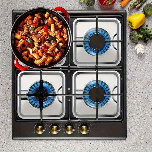 Set of 4 Stainless Steel Square Gas Stove Drip Pans for SGP-400 Replacement Models, Designed for 786333, AP6011553, PS11744751, WP786333 - Essential Kitchen Dining Accessories