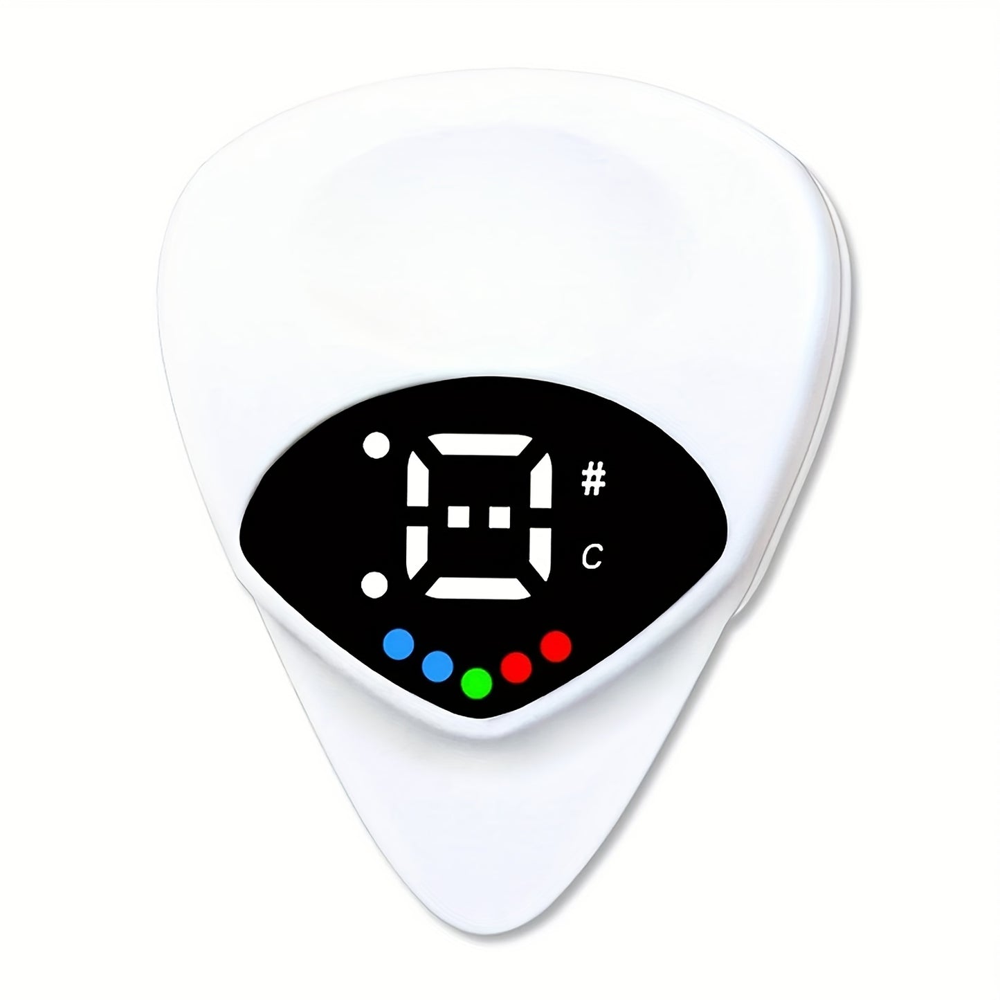 QiJiStar 2-in-1 Guitar Pick & Tuner - Portable pitch calibrator for folk guitars and ukuleles, 12-tone equal temperament, white ABS resin, battery powered