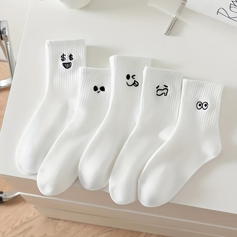 5 Pairs of Japanese Cartoon Women's Mid-Calf Socks