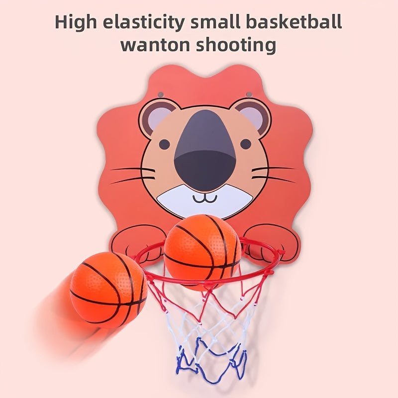 Children's cartoon animal basketball hoop - easy to install without drilling for indoor or outdoor play.