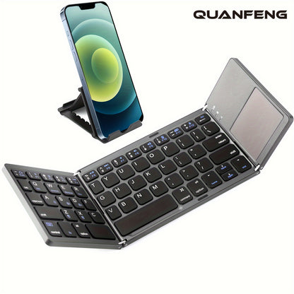 Foldable wireless keyboard for computers, offices, and travel.