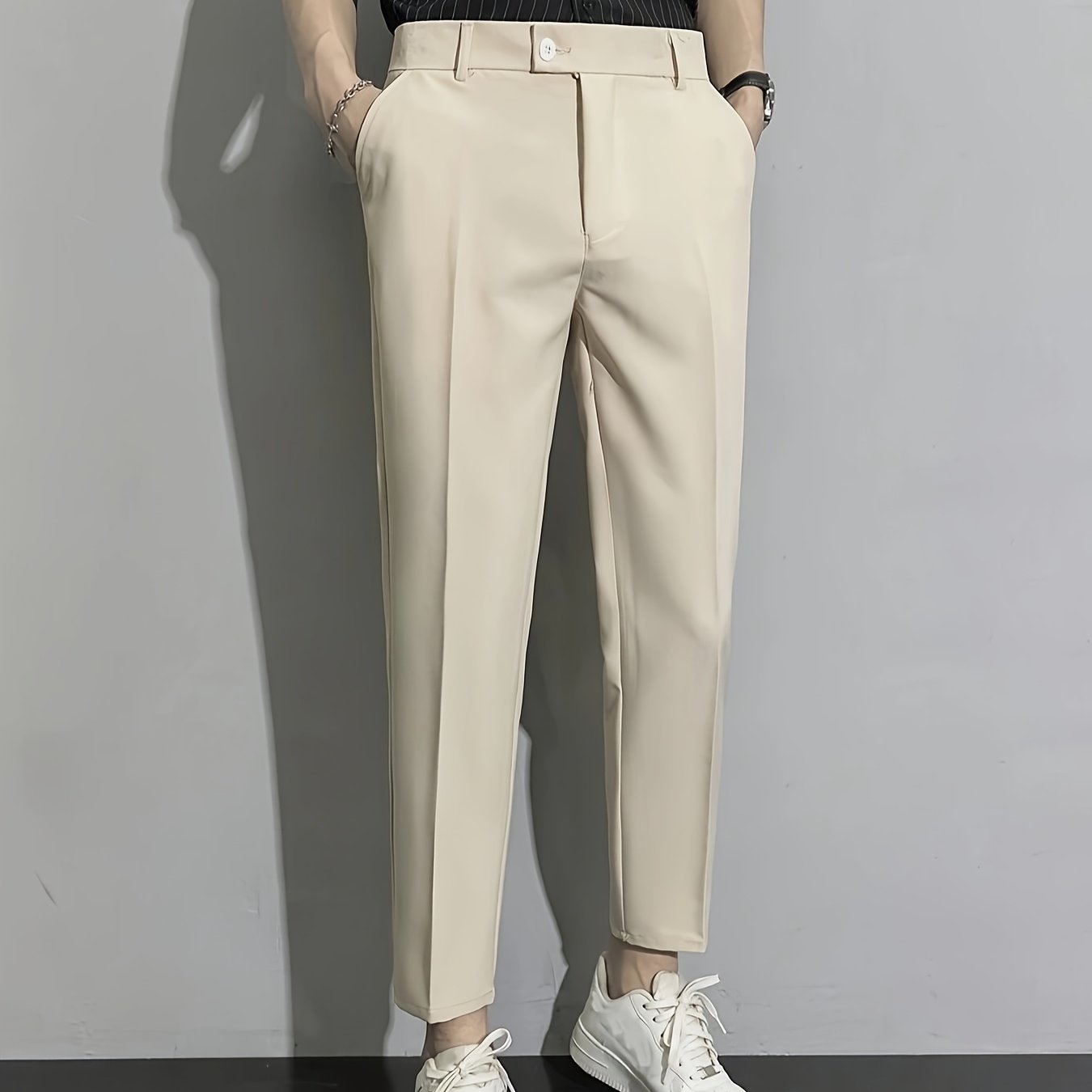 The new casual business-style trousers are sleek and stylish.