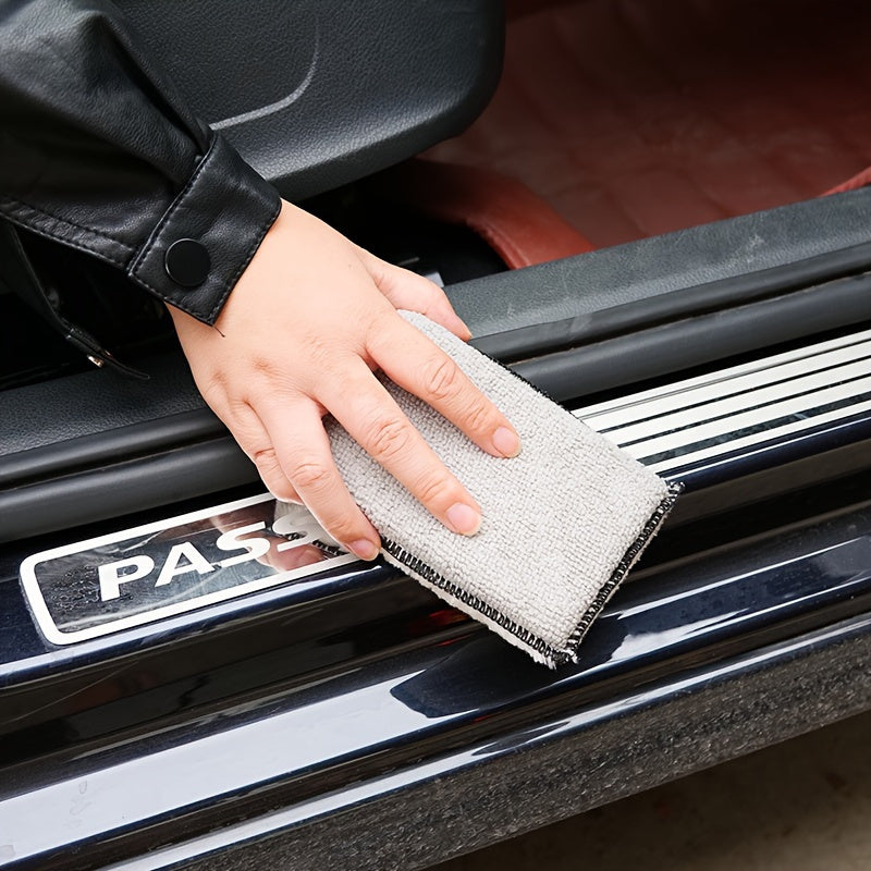 Microfiber Cleaning Sponge for Precision Cleaning - Dual Sided and Long-Lasting for Detailing Cars, Faux Leather, and Kitchen Surfaces - Stylish Gray with Black Trim - Versatile Cleaning Tool