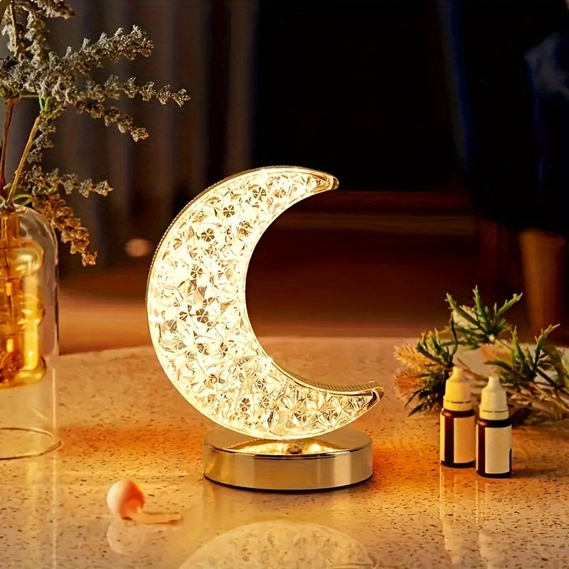 Modern night light with starry moon design, USB powered high-quality decorative bedside lamp.