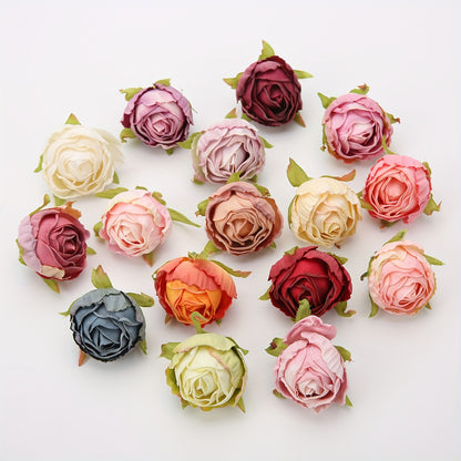 10 pieces of silk tea buds roses for DIY wedding bouquets and Christmas decorations.