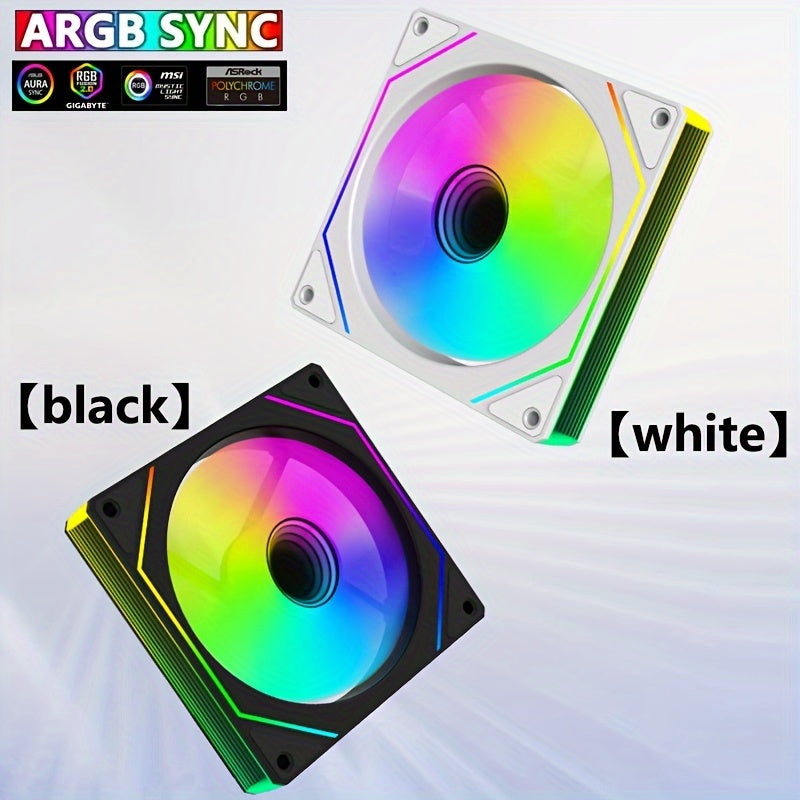 12cm silent ARGB case fan for desktop computer with temperature control, suitable for air-cooling and water-cooling.