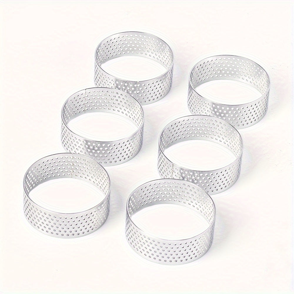 Small Fruit Tart Shell Baking Mold - Stainless Steel Non-stick Round Cake Ring French Dessert Pastry Mold. Approx. 1.97in (5cm) Perforated Tart Ring