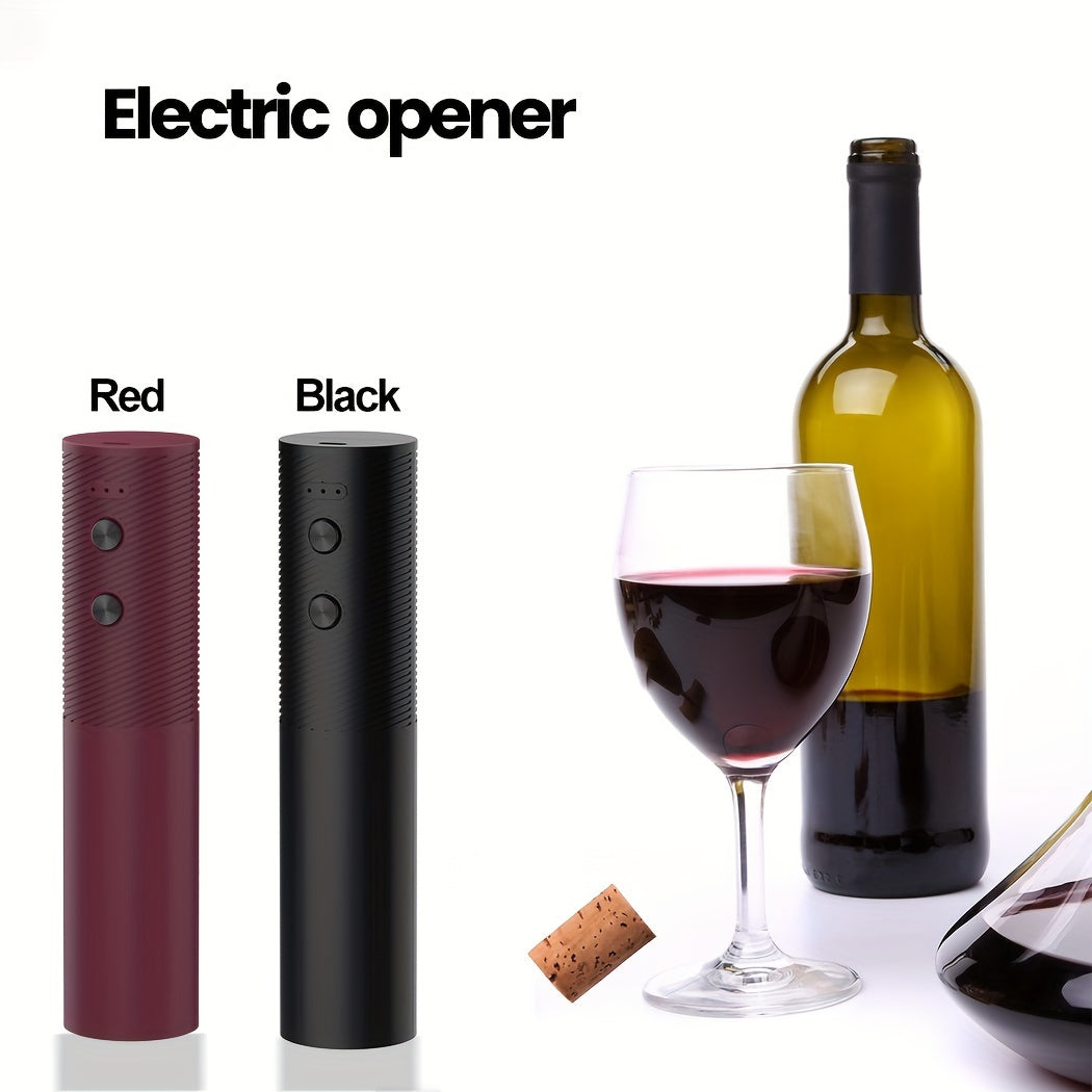 Black & Red USB Rechargeable Electric Wine Opener - Cordless and Automatic Corkscrew, perfect for Home, Kitchen, Party & Bar.