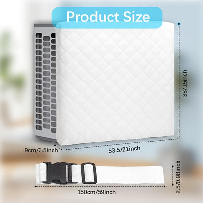 Indoor AC Protective Cover - Ultra-Thin White Tritan Plastic for Window Unit, Anti-Slip Lining, Dust-Proof, Windproof, Easy to Clean, Fits 53.34x38.1x8.89 cm AC - 1pc.