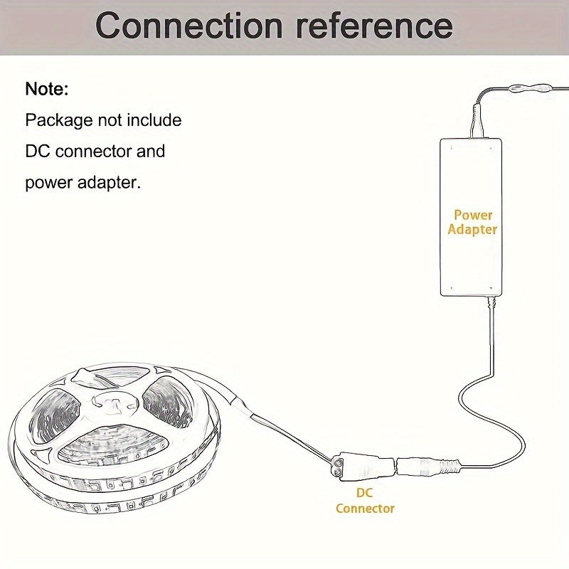 1 Roll of 5.0m LED Strip Lights in Warm White/Daylight/White options with DC Power Supply for bedroom, kitchen, cabinet, and holiday decor. Efficient and durable, suitable for modern LED