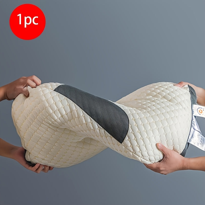 One piece of a premium hotel bed pillow designed specifically for cervical support while sleeping. This breathable down alternative pillow is ideal for side and back sleepers, and is skin-friendly and fluffy for a comfortable night's sleep.