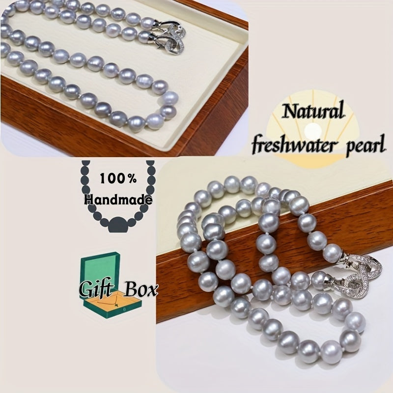 This Vintage Natural Freshwater Pearl Necklace for Men features simple style with Fashionable Grey Pearls showcasing 8 Subtle Imperfections. Ideal for both Daily and Party Wear, this necklace comes in a Gift Box. Made with Natural Stone and suitable for