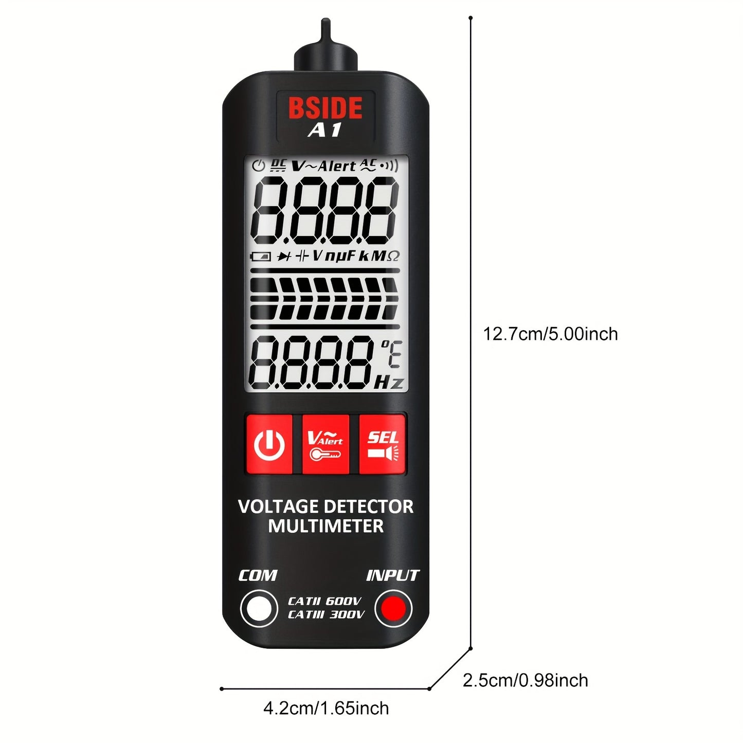 BSIDE A1 Smart Digital Multimeter with Flashlight - Non-Contact, Fast & Accurate Testing for Voltage, Current, Resistance, Continuity & Temperature, Live Wire Alert, Durable & Safe