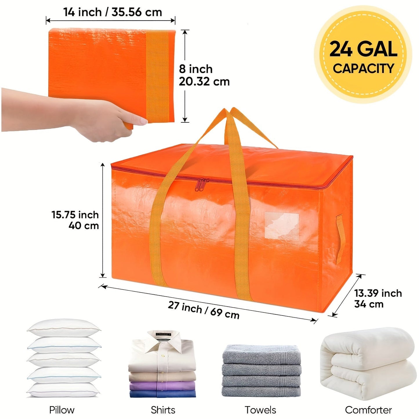 Extra Large Moving Bags with Zippers, Carrying Handles, Heavy-Duty Storage - Pack of 2/4/6. Perfect for organizing and saving space in your bedroom, home, closet, or wardrobe.