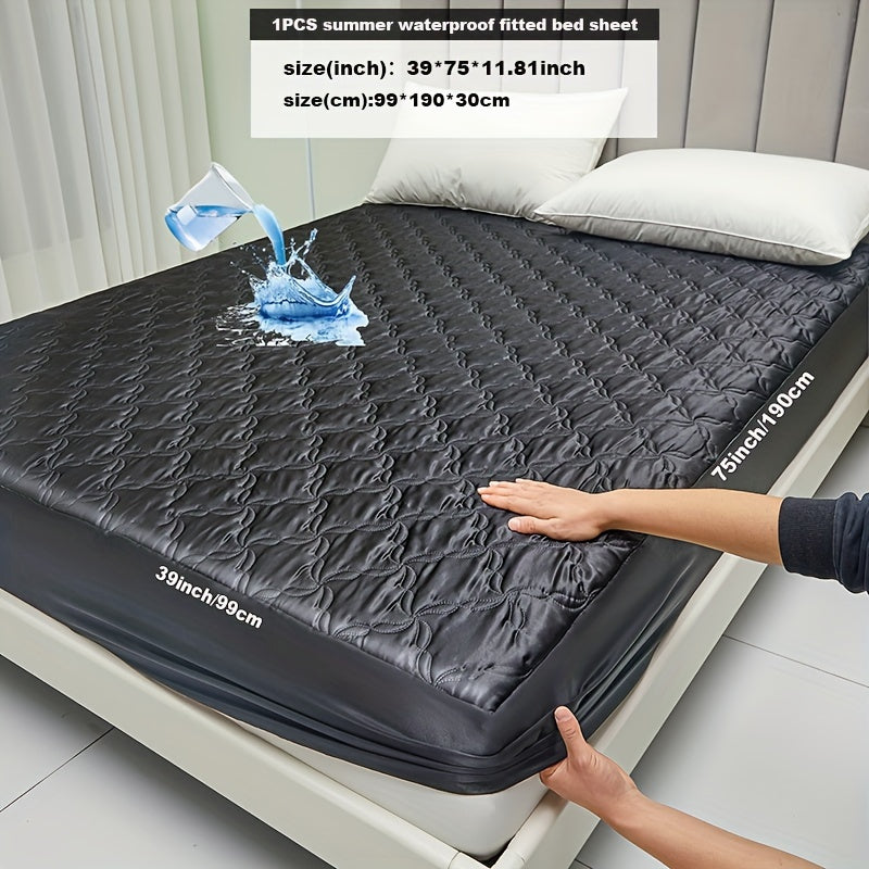 Protect your mattress with the 1pc Keduoduo Summer Waterproof Fitted Sheet. Made from thickened TPU satin, this sheet is cool and comfortable during the hot summer months. The machine washable, durable polyester fabric is 100% waterproof and features an