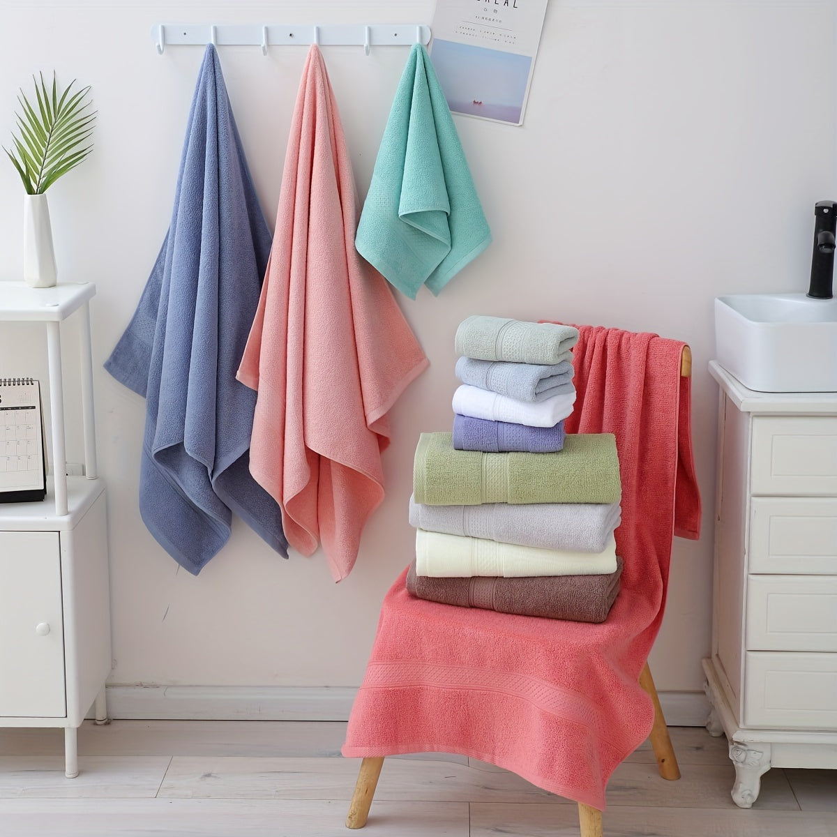 3-piece set of bath towels including a velvet towel, square towel, and face wash towel made of pure cotton with thickened absorbent rhombus velvet for home use.