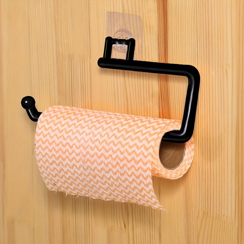 Easy to install without drilling, this stylish black metal paper towel holder mounts easily on the wall. It's perfect for storing paper towels, plastic wrap, and garbage bags in your kitchen or bathroom. Bring a modern touch to your kitchen decor with