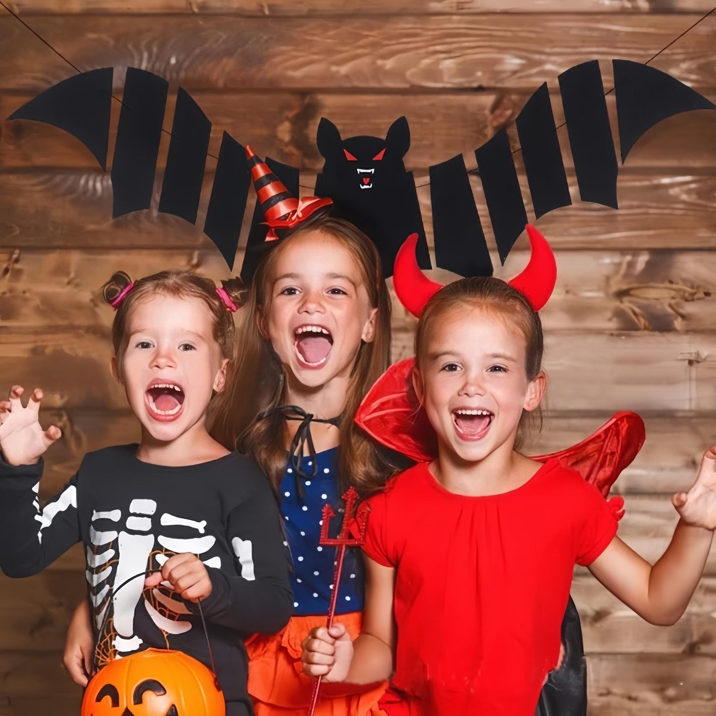 DIY Banner Holiday Party Decoration Set with Halloween Felt Pull Flags featuring Bat, Pumpkin, Skull, and Spider designs - Perfect for Evening Party Decor!