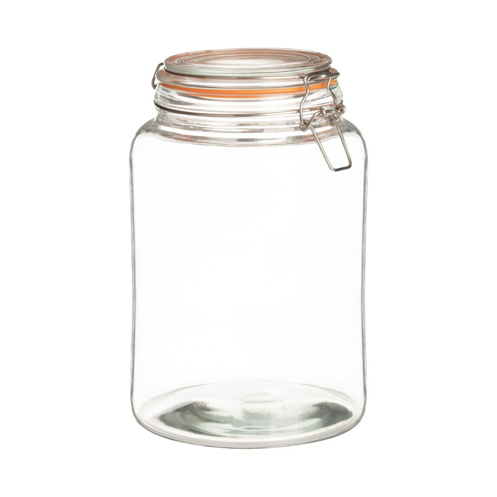 Two Glass Sealed Jars, Suitable for Food, Durable Round Containers made of Thick Transparent Glass, with Secure Hinged Lid, Ideal for Pickling, Preservation, and Brewing, Moisture-Proof Mason Jar with Wide Mouth, Reusable.