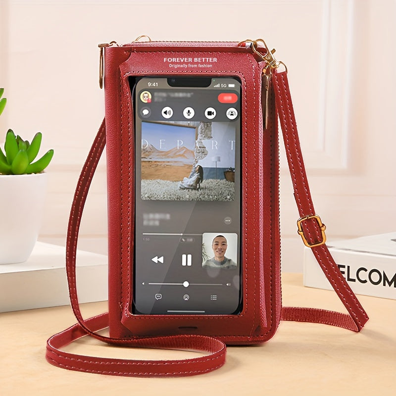 Transparent Mini Small Bag with Touch Screen Mobile Phone Pocket, designed for women as a Cross Body Bag with Anti-theft features and multiple functions including a shoulder strap. Can be used as a Purse, Mommy Bag, and makes a great gift for Christmas