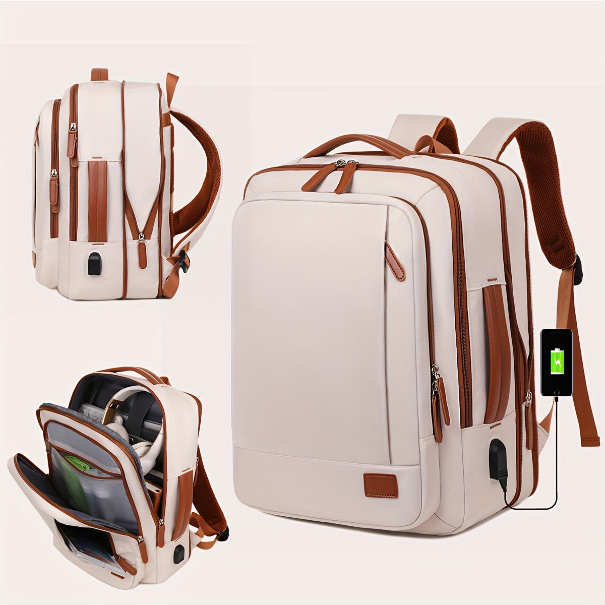 40L Carry On Travel Backpack with 3 Packing Cubes perfect for Weekender, College, and Office.