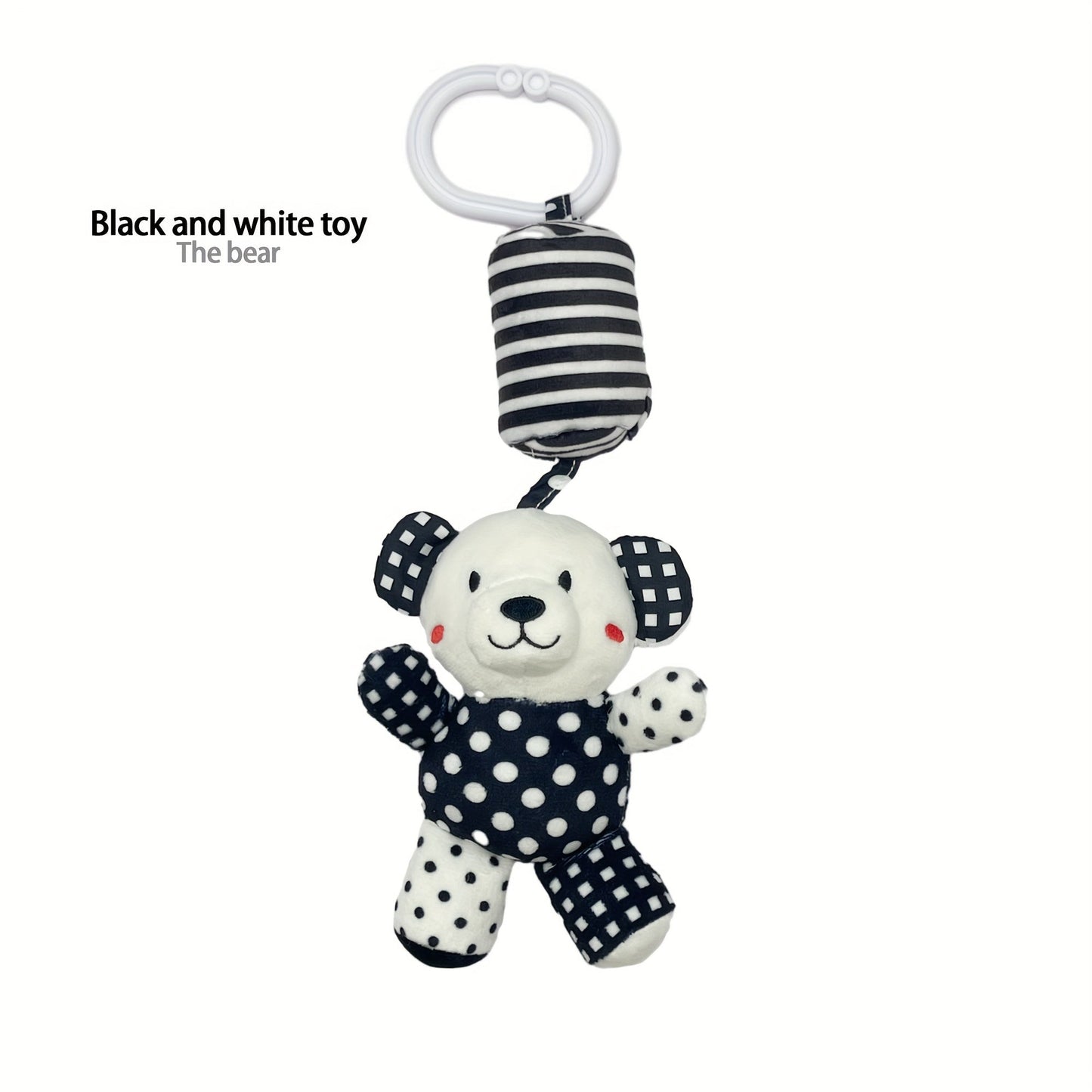 Baby Black and White Wind Chime Bed Decoration, Car Pendant for Newborns, Plush Baby Rattle, Visual Training Bell for 0-1 Year Olds, Early Education Christmas and Halloween Gift.