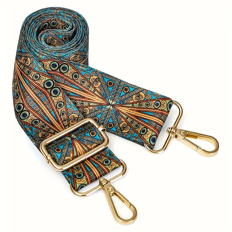 Replaceable adjustable wide shoulder strap in bohemian ethnic style for travel accessories.