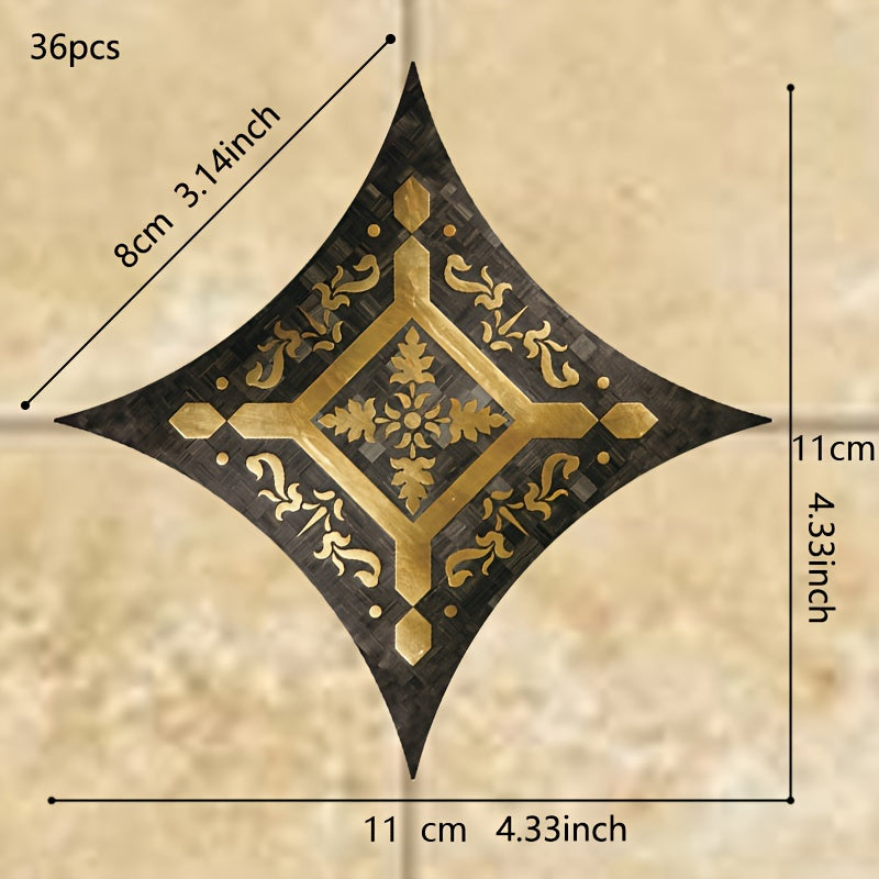 Набор из 36 наклеек на плитку в стиле бохо — самоклеящиеся, водостойкие наклейки для полов в гостиной, кухне и ванной комнате — квадратные, размером 11,0 см, легко наносятся для украшения дома.