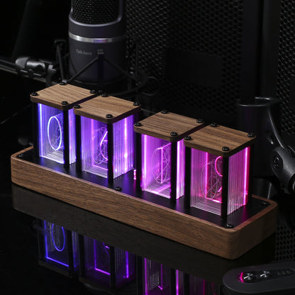 ClocTeck Nixie Tube Clock with Wi-Fi, 12/24H display, Remote Control, USB Powered, Retro Walnut Wood Desk Alarm Clock.