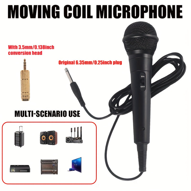 Wired Dynamic Microphone Set with 6.35mm Jack for various uses - Black color