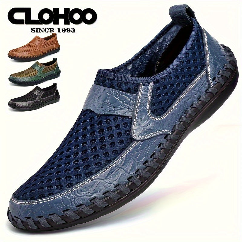 CLOHOO Men's Solid Casual Mesh Loafers, Breathable Non Slip Slip On Shoes for Outdoor Walking and Driving in Spring, Summer, and Autumn