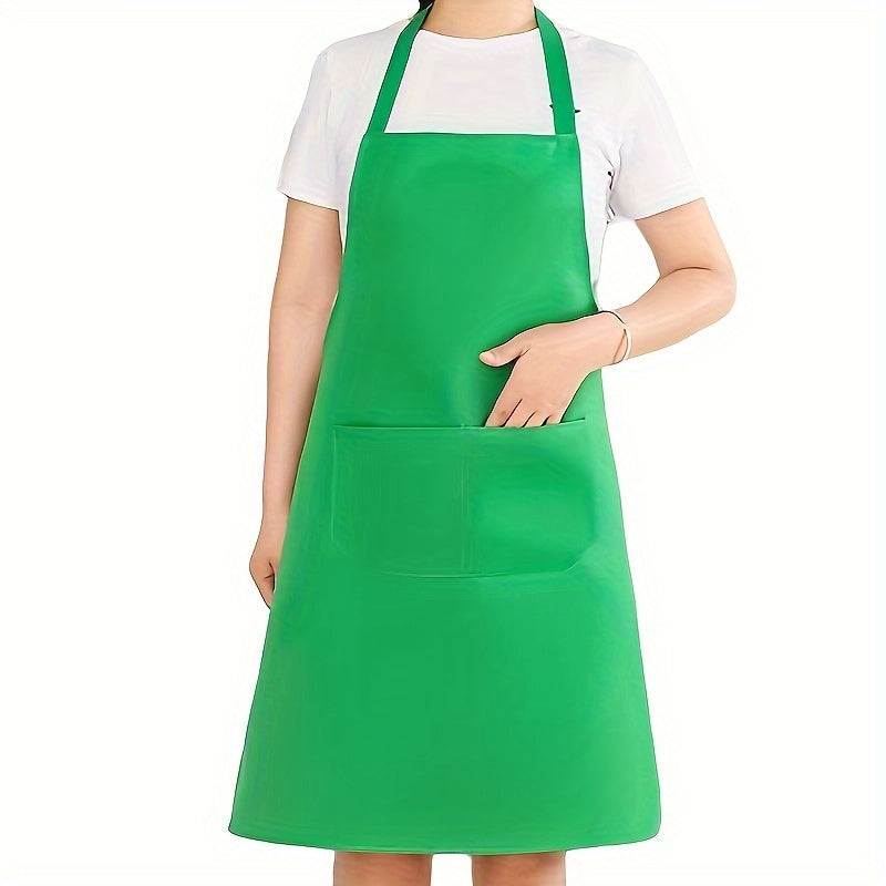 Waterproof adjustable polyester apron with pockets in red, black, and pink. Ideal for cooking, BBQ, and salon use. Great for BBQ essential gear.