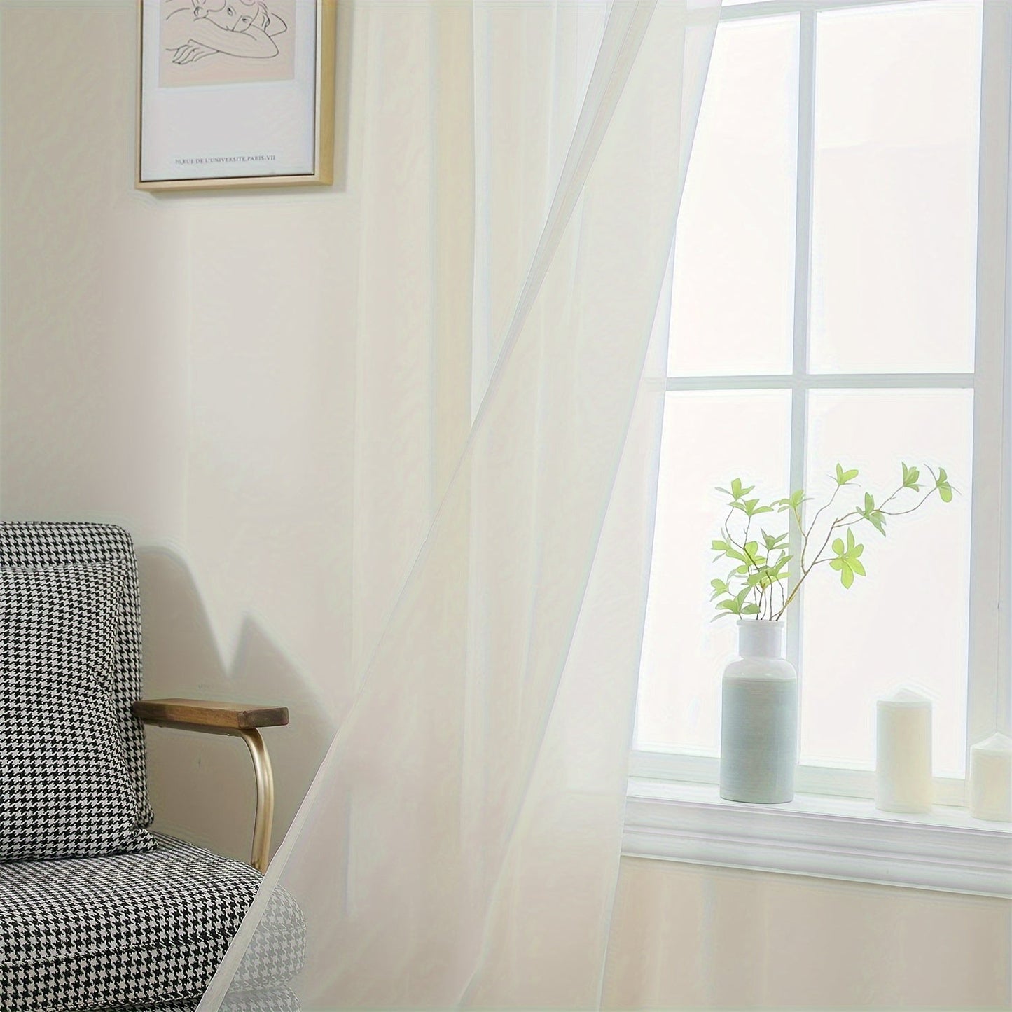 [Top Pick] Add a touch of elegance to your home with these stylish terylene gauze curtains. The two-piece set features a semi-transparent design in a plain color, perfect for creating a breathable and lightweight atmosphere in any room. Hang them with