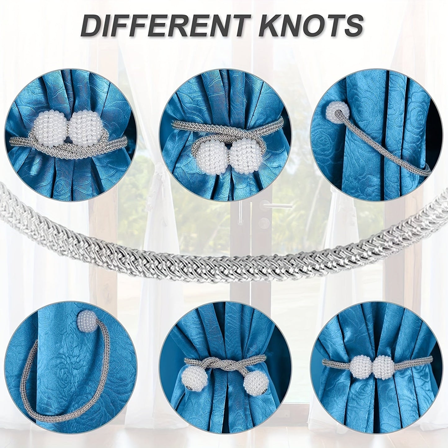 Decorate your home with these elegant Magnetic Curtain Tiebacks featuring faux pearl ball accents. Use them to hold back curtains and drapes in your bedroom or living room for a stylish and functional touch.