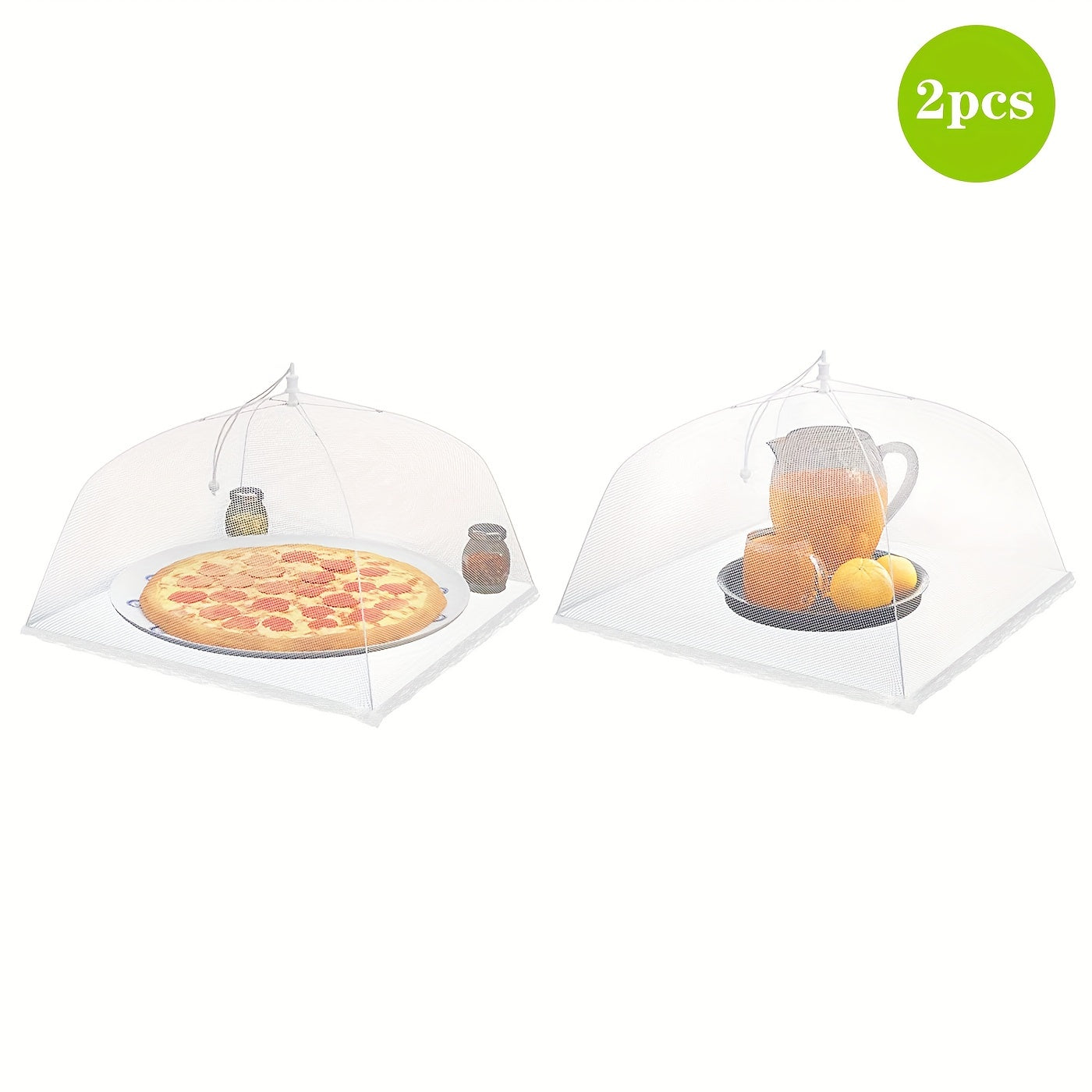 Large and tall pop-up mesh food covers tent umbrellas available in sets of 1, 2, 4, or 6. Perfect for outdoor events, screen tents, parties, picnics, and BBQs. These reusable and collapsible food covers are essential for picnics, camping, and BBQs. A