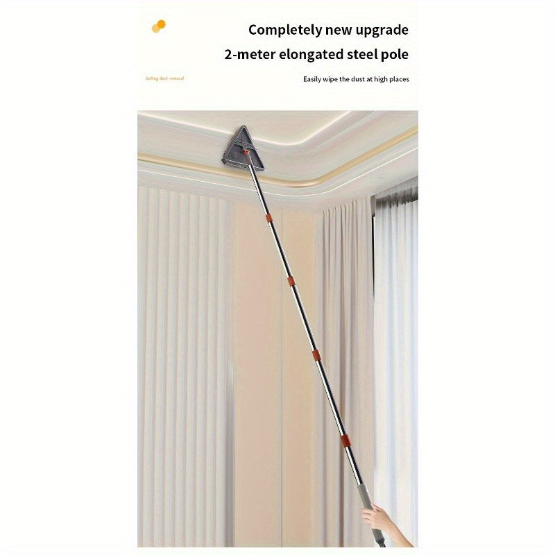 Get the ultimate cleaning tool for your home with the 1pc Multi-Functional Wall Wiping Tool! This extendable pole comes with a ceiling cleaning device and foldable mop, perfect for dusting walls, ceilings, baseboards, windows, and floors. It includes